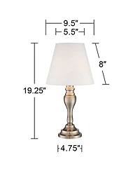 Regency Hill Thom Traditional Desk Lamp 19 1/4" High Brass Candlestick Touch On Off White Bell Shade for Bedroom Living Room Bedside Nightstand O