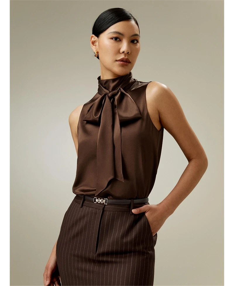 Lilysilk Women's Sleeveless Tie-Neck Silk Blouse