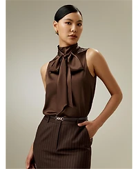 Lilysilk Women's Sleeveless Tie-Neck Silk Blouse