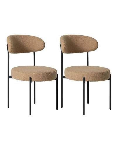 WestinTrends Mid-Century Modern Upholstered Sherpa Round Dining Chairs (Set of