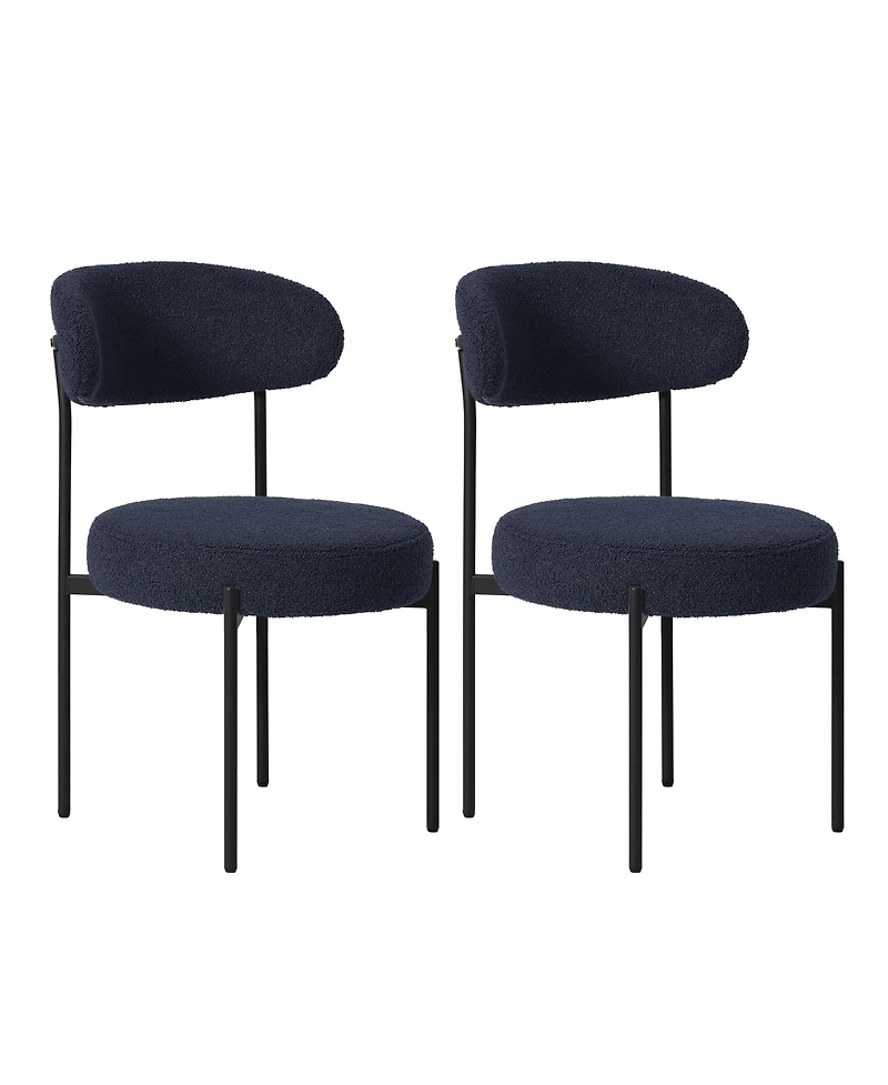 WestinTrends Mid-Century Modern Upholstered Sherpa Round Dining Chairs (Set of