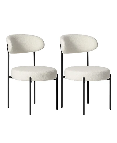 WestinTrends Mid-Century Modern Upholstered Sherpa Round Dining Chairs (Set of 2)