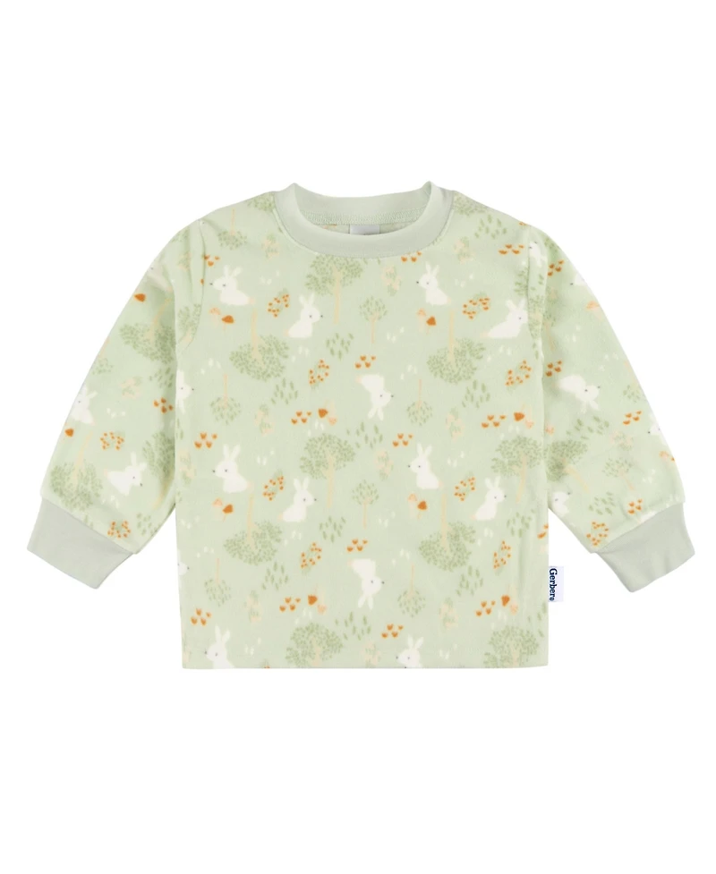 Gerber Baby Girls Long Sleeve Top and Pant Fleece Pajamas