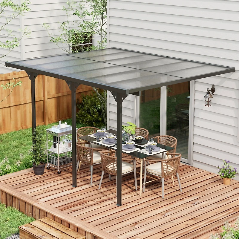 Outsunny 14.5' x 10' Transparent Wall Pergola, Uv Blocking Awning,