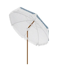 Outsunny Outdoor Patio Umbrella with Tilt, Vent, Fringed Ruffles, Flounce