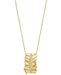 Effy Diamond Double Row Wavy 18" Pendant Necklace (1/5 ct. t.w.) in 14k Gold