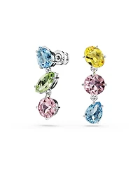 Swarovski Mixed Cuts Multicolored Rhodium Plated Gema Drop Earrings