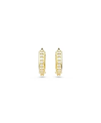 Swarovski Round Cut White Gold-Tone Plated Matrix Hoop Earrings