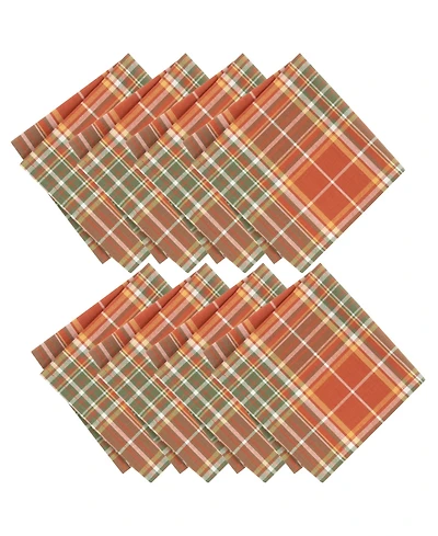Elrene Hawley Plaid Harvest Cotton Napkins 17" x 17", Set of 8