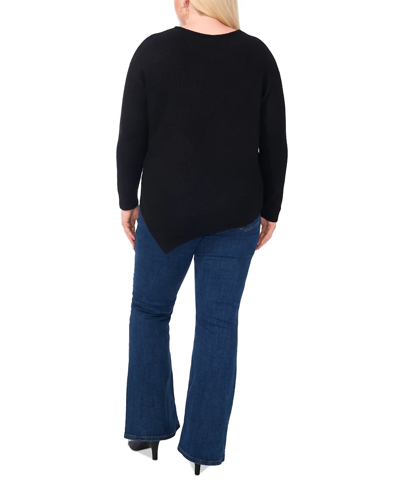 Vince Camuto Plus Asymmetric-Hem Sweater