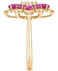 Emerald (1-3/4 ct. t.w.) & Diamond (1/4 Pear Flower Ring 14k Gold (Also Ruby Sapphire)