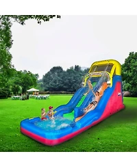 Banzai Double Drop Raceway 2 Lane Inflatable Outdoor Water Slide & Climbing Wall