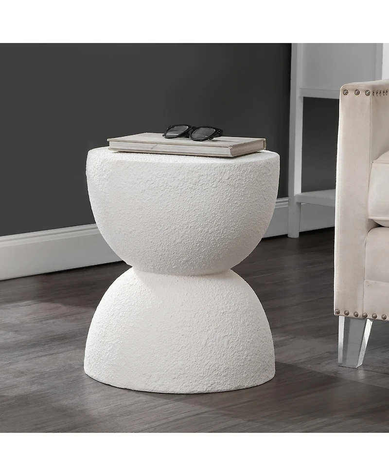 Jonathan Y Greta 18" Mid-Century Modern Drum Indoor/Outdoor Accent Table, White Frosted