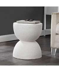 Jonathan Y Greta 18" Mid-Century Modern Drum Indoor/Outdoor Accent Table, White Frosted