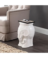 Jonathan Y Orla 18.5" Modern Bohemian Elephant Ceramic Garden Stool, Yellow