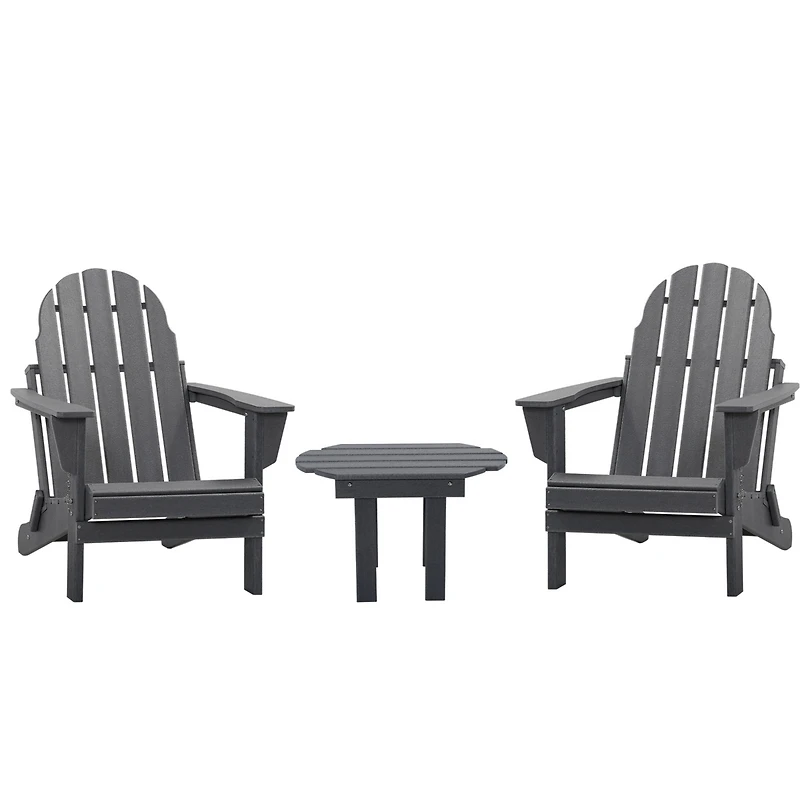 Outsunny 3pc Outdoor Folding Furniture Set, Adirondack Chairs, Table,