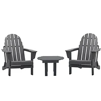 Outsunny 3pc Outdoor Folding Furniture Set, Adirondack Chairs, Table,