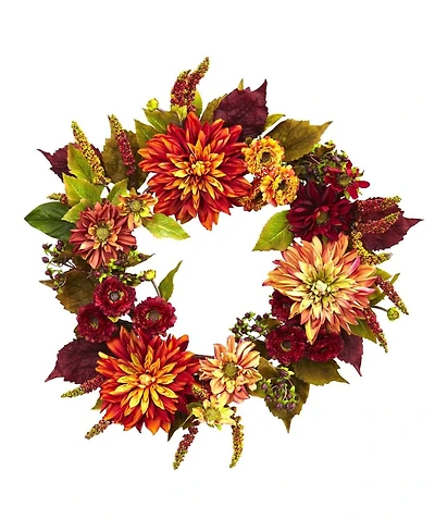 Slickblue Dahlia & Mum Wreath - Elegant Floral Decoration for Home or Office