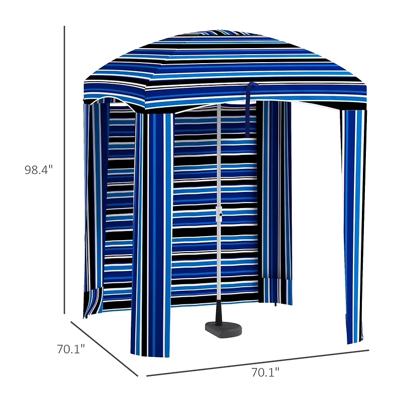 Outsunny Beach Cabana Umbrella with Bag, Windows, Stripe