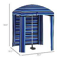 Outsunny Beach Cabana Umbrella with Bag, Windows, Stripe