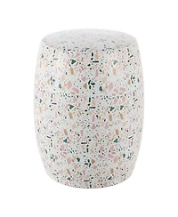 Jonathan Y Chiara 17.5" Terrazzo Ceramic Garden Stool, White/Pink