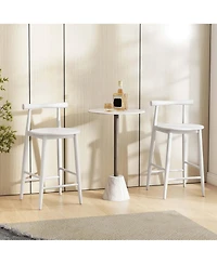 Bar Chair Counter Height Stools Set of 2 with Acacia Wood Frame Supporting Legs