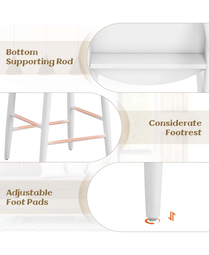 Bar Chair Counter Height Stools Set of 2 with Acacia Wood Frame Supporting Legs