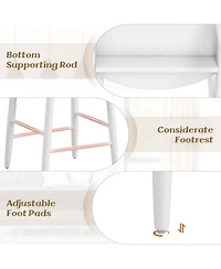 Bar Chair Counter Height Stools Set of 2 with Acacia Wood Frame Supporting Legs