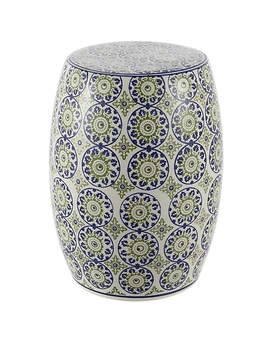 Jonathan Y Lula 17.25" Suzani Ceramic Garden Stool, Blue/Green