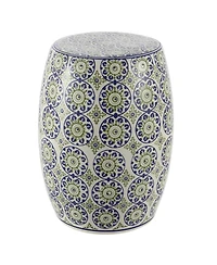 Jonathan Y Lula 17.25" Suzani Ceramic Garden Stool, Blue/Green