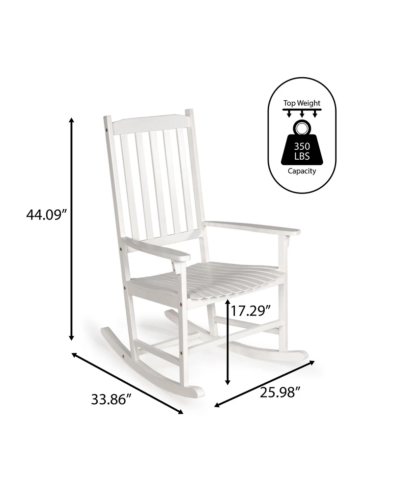 Jonathan Y Seagrove Farmhouse Classic Slat-Back 350-lbs Support Acacia Wood Outdoor Rocking Chair