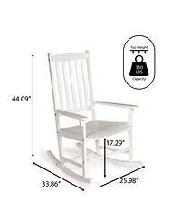 Jonathan Y Seagrove Farmhouse Classic Slat-Back 350-lbs Support Acacia Wood Outdoor Rocking Chair