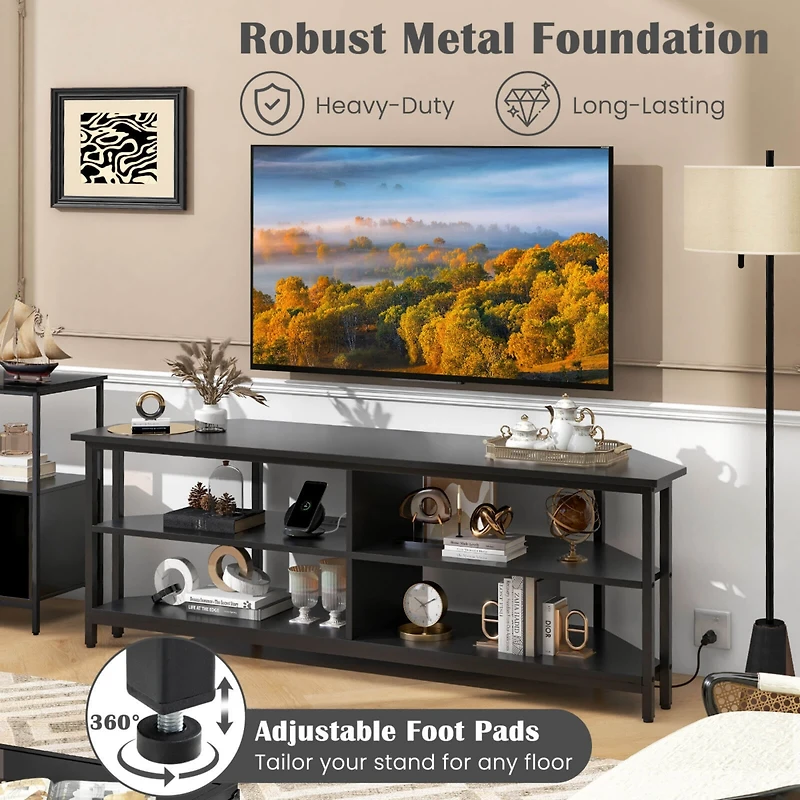 Corner TV Stand for Tvs up to 65" Console Table with Ac Outlets&Usb A Ports