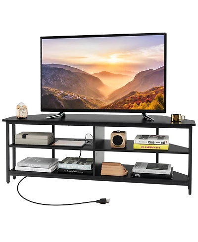 Corner TV Stand for Tvs up to 65" Console Table with Ac Outlets&Usb A Ports