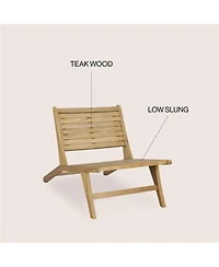 Jonathan Y Leo Mid-Century Modern Wood Armless Outdoor Patio Chair, Natural