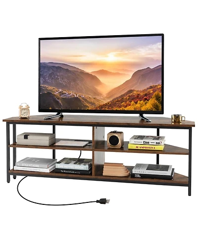 Corner Tv Stand for Tvs up to 65" TV Console Table with Ac Outlets&Usb A Ports