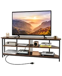 Corner Tv Stand for Tvs up to 65" TV Console Table with Ac Outlets&Usb A Ports