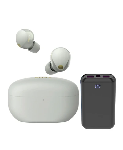 Sony Wf-1000XM5 Truly Wireless Noise Canceling Earbuds (Silver) Bundle