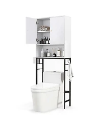 Costway Over The Toilet Storage Cabinet Free Standing Rack with Adjustable Shelf