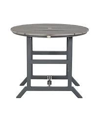 Outsunny Round Patio Table with Umbrella Hole and Aluminum Frame,