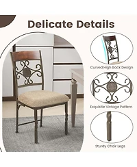 Set of 2 Dining Room Chairs Armless Kitchen with Seat Cushion