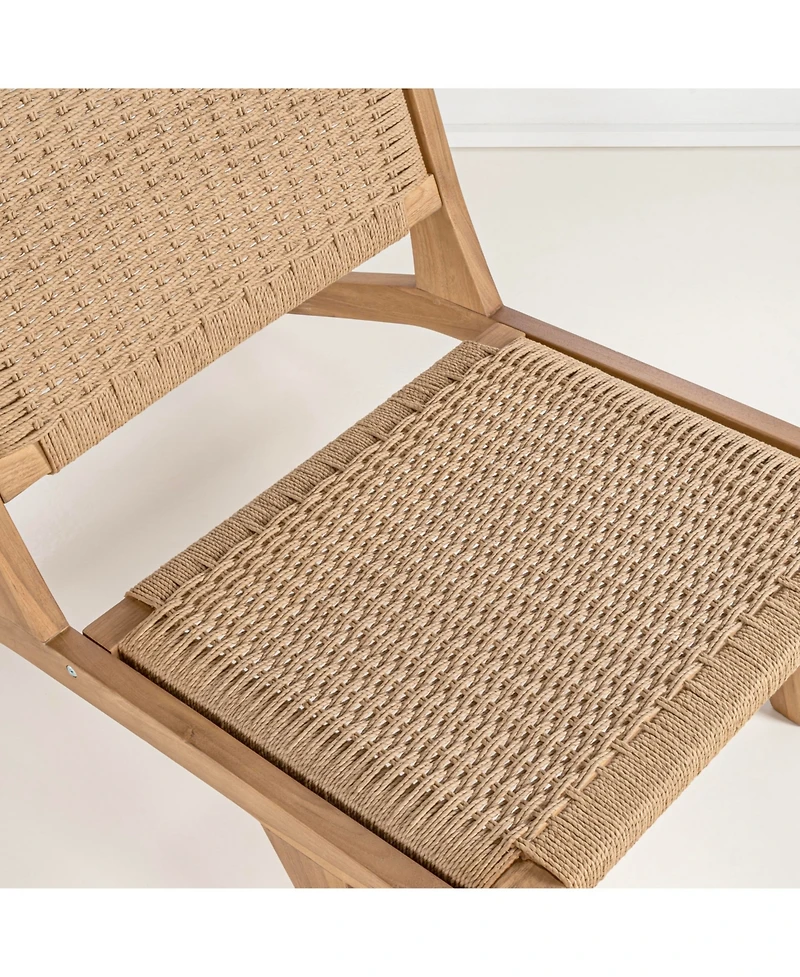 Jonathan Y Parker Mid-Century Modern Woven Seagrass Wood Armless Lounge Chair, Natural