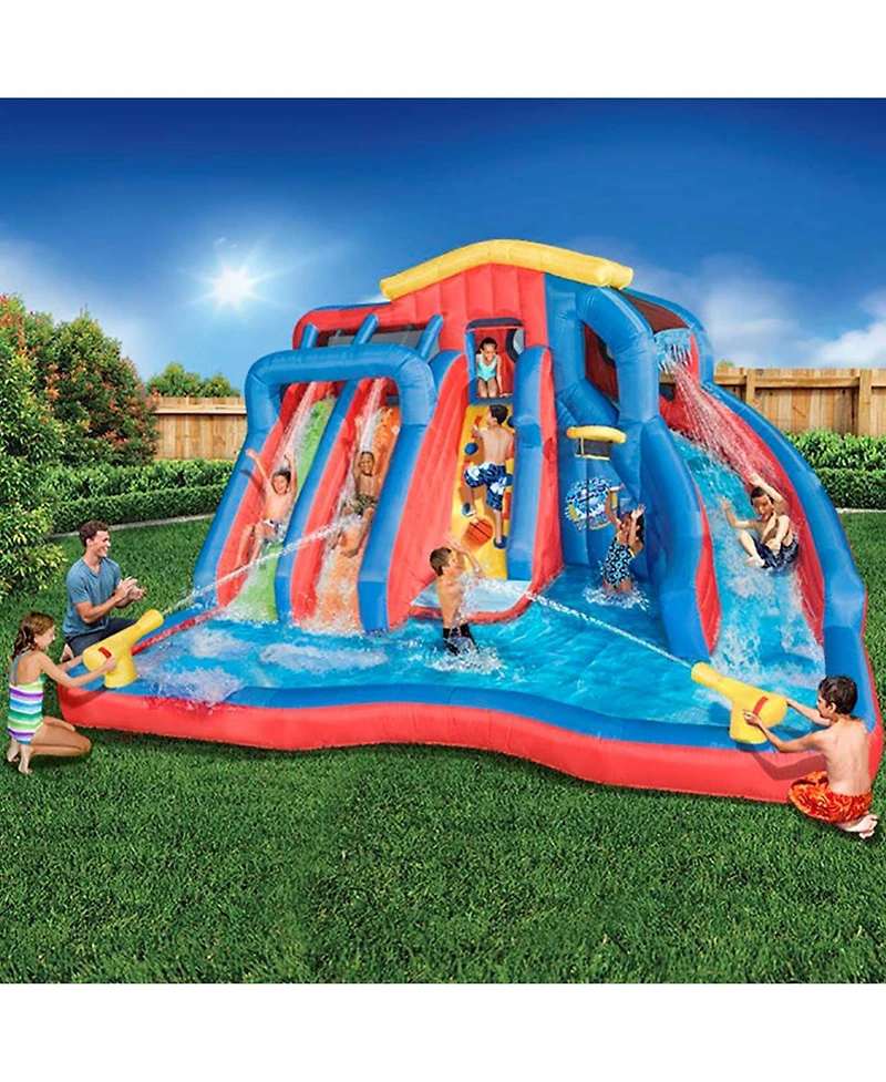 Banzai Hydro Blast Inflatable Play Water Park with Slides and Water Cannons