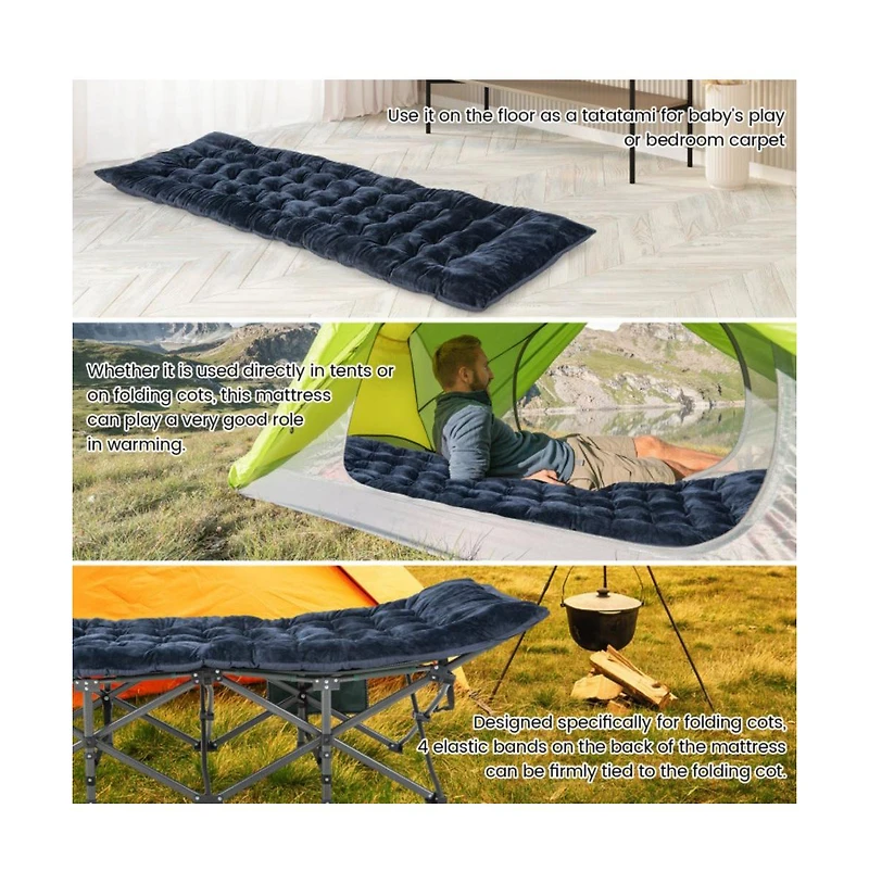75 x 27.5 Inch Camping Cot Pads with Soft and Breathable Crystal Velvet