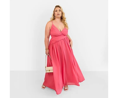 Rebdolls Plus Vittoria Chiffon Drape Maxi A Line Dress