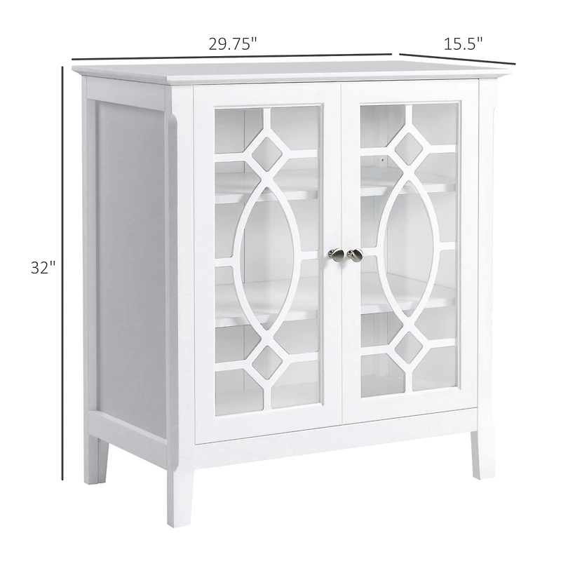 Homcom Sideboard Display Cabinet with Double Glass Doors & 2 Adjustable Shelves