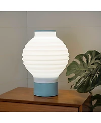Jonathan Y Asian Lantern Retro Traditional Plant-Based Pla 3D Printed Dimmable Led Table Lamp, White/Blue