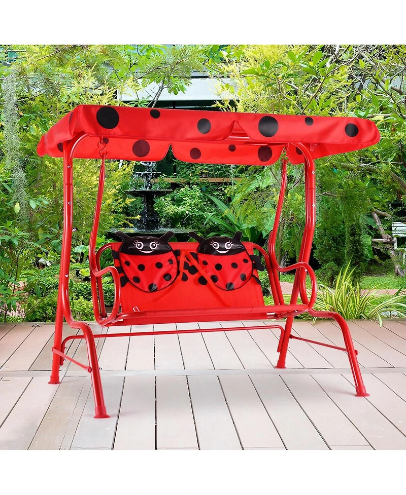 Slickblue 2 Person Kids Patio Swing Porch Bench with Canopy