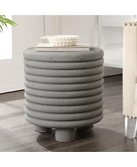 Jonathan Y Evans 18" Minimalist Modern 3-Legged Drum Indoor/Outdoor Accent Table, Gray Frosted