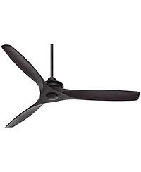 52" Windspun Modern Indoor 3 Ceiling Fan with Remote Control Matte Black Solid Wood for Living Room Kitchen House Bedroom Family Dining Home Offi